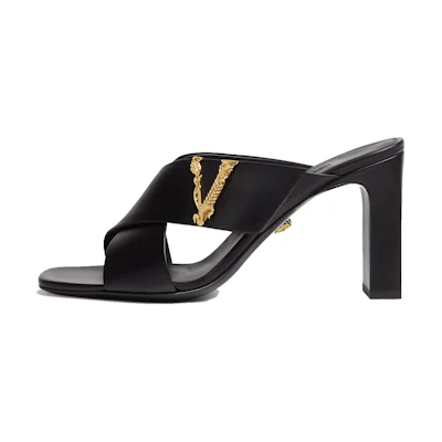 (W) Versace Virtus Leather Mule 'Black'