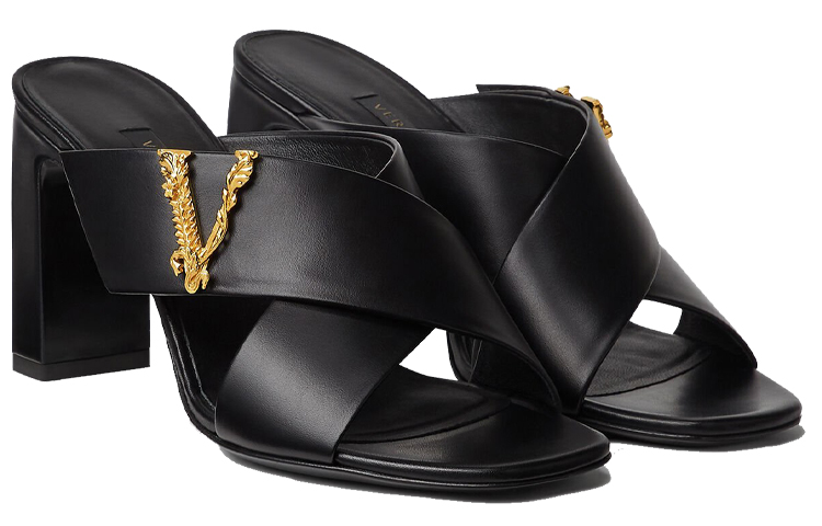 (W) Versace Virtus Leather Mule 'Black' 圖 3