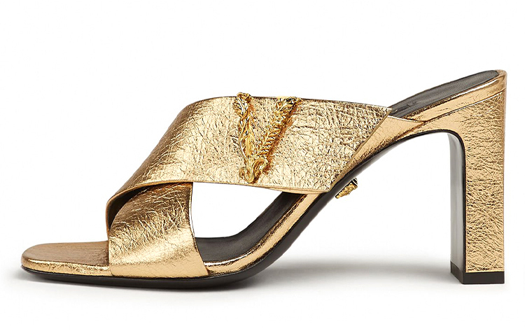 (Women) Versace Virtus Leather Mule High-Heeled Sandals 'Gold' DST570M-DVL15_1X00V