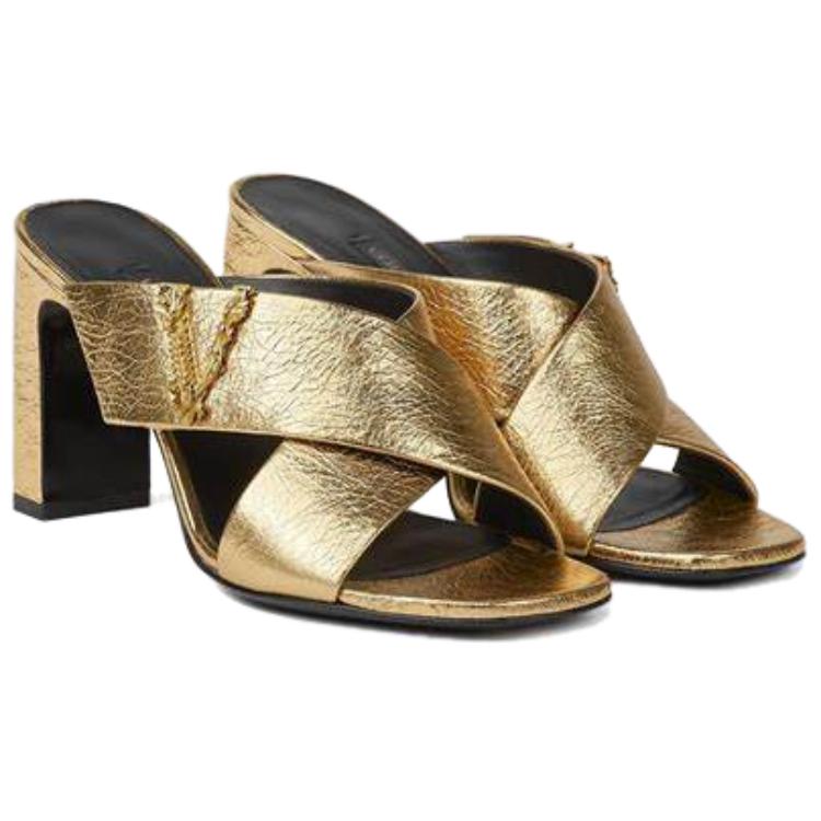 (W) Versace Virtus Leather Mule High-Heeled Sandals 'Gold' 圖 3