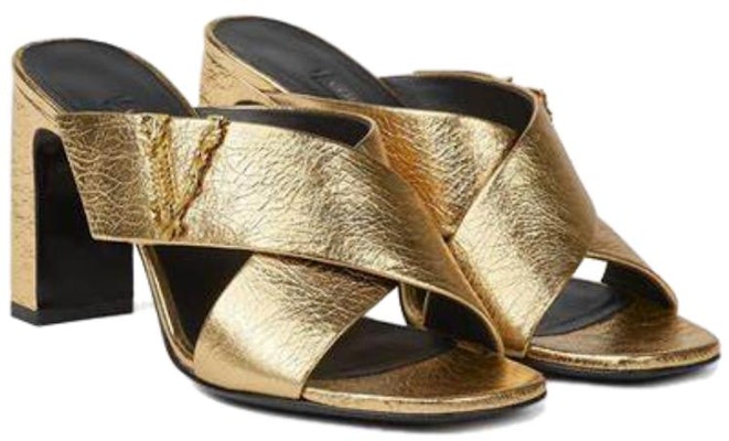 (Women) Versace Virtus Leather Mule High-Heeled Sandals 'Gold' DST570M-DVL15_1X00V Lookbook (Women) Versace Virtus Leather Mule High-Heeled Sandals 'Gold' DST570M-DVL15_1X00V
