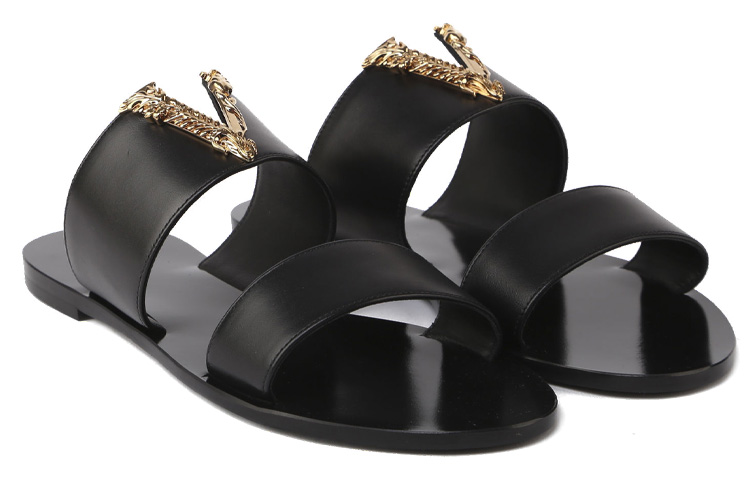 (W) Versace Virtus Leather Slide 'Black' 圖 3