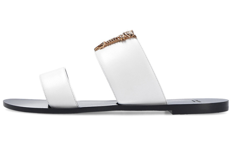 (W) Versace Virtus Leather Slides 'White'