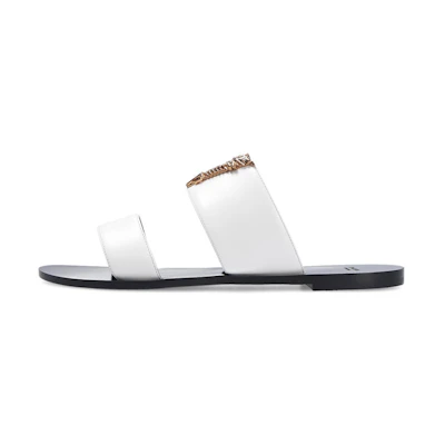 (W) Versace Virtus Leather Slides 'White'
