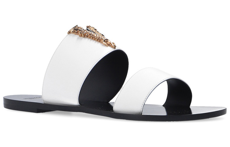 (W) Versace Virtus Leather Slides 'White' 圖 3