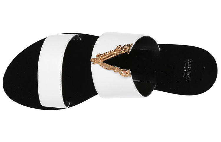(W) Versace Virtus Leather Slides 'White' 圖 4
