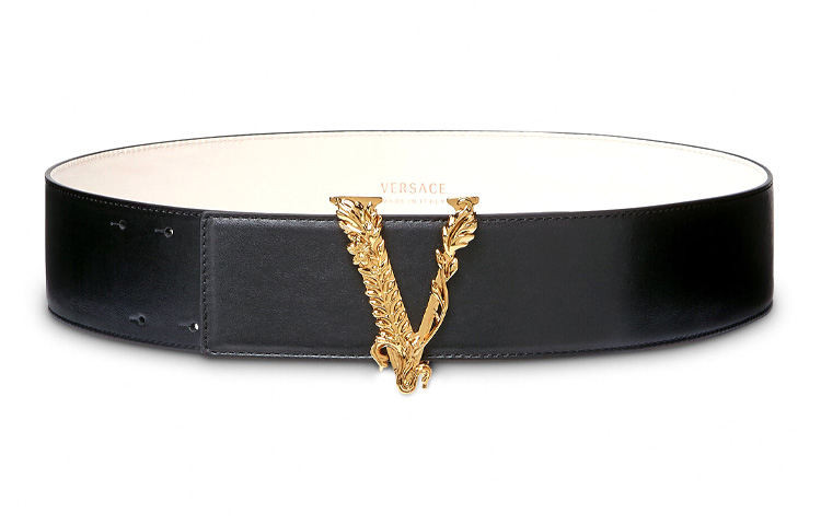 Order (W) Sabuk Kulit Hitam VERSACE Virtus Logo. DCDH223-DV3T_KVO41
