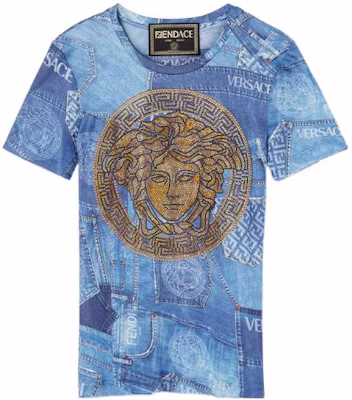 (W) Versace x Fendi 藍色標誌印花圓領T恤 1005197-1A00769-2UB40 Buy (W) Versace x Fendi 藍色標誌印花圓領T恤 1005197-1A00769-2UB40