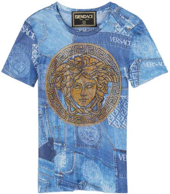 (W) Versace x Fendi 藍色標誌印花圓領T恤 1005197-1A00769-2UB40 Order (W) Versace x Fendi 藍色標誌印花圓領T恤 1005197-1A00769-2UB40