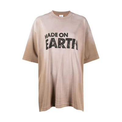 (Women) Vetements Coffee Brown Letter Print Crew Neck T-Shirt. UE63TR690X