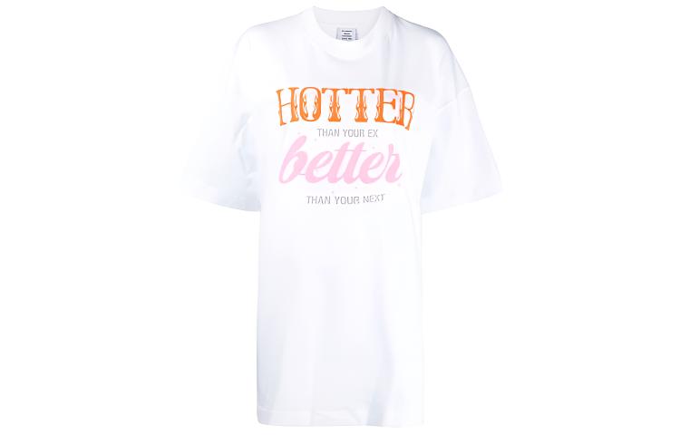 (Women) Vetements  Oversized Letter Print White T-Shirt. UE52TR210W-WHITE