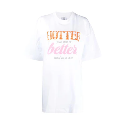 (Women) Vetements Oversized Letter Print White T-Shirt. UE52TR210W-WHITE