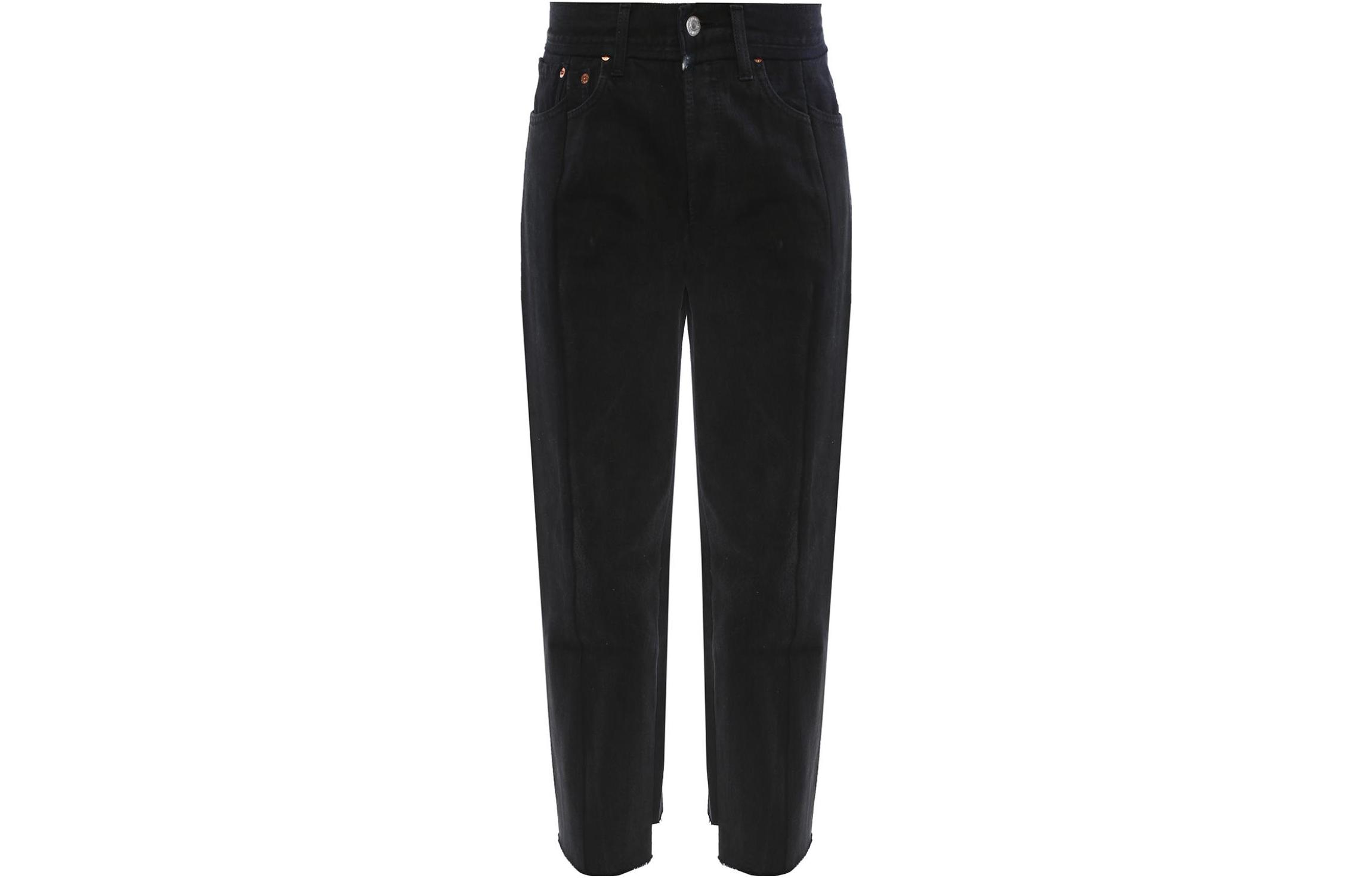 (Women) Vetements  Slim Straight Solid Black Jeans WAH18PA5-BLACK