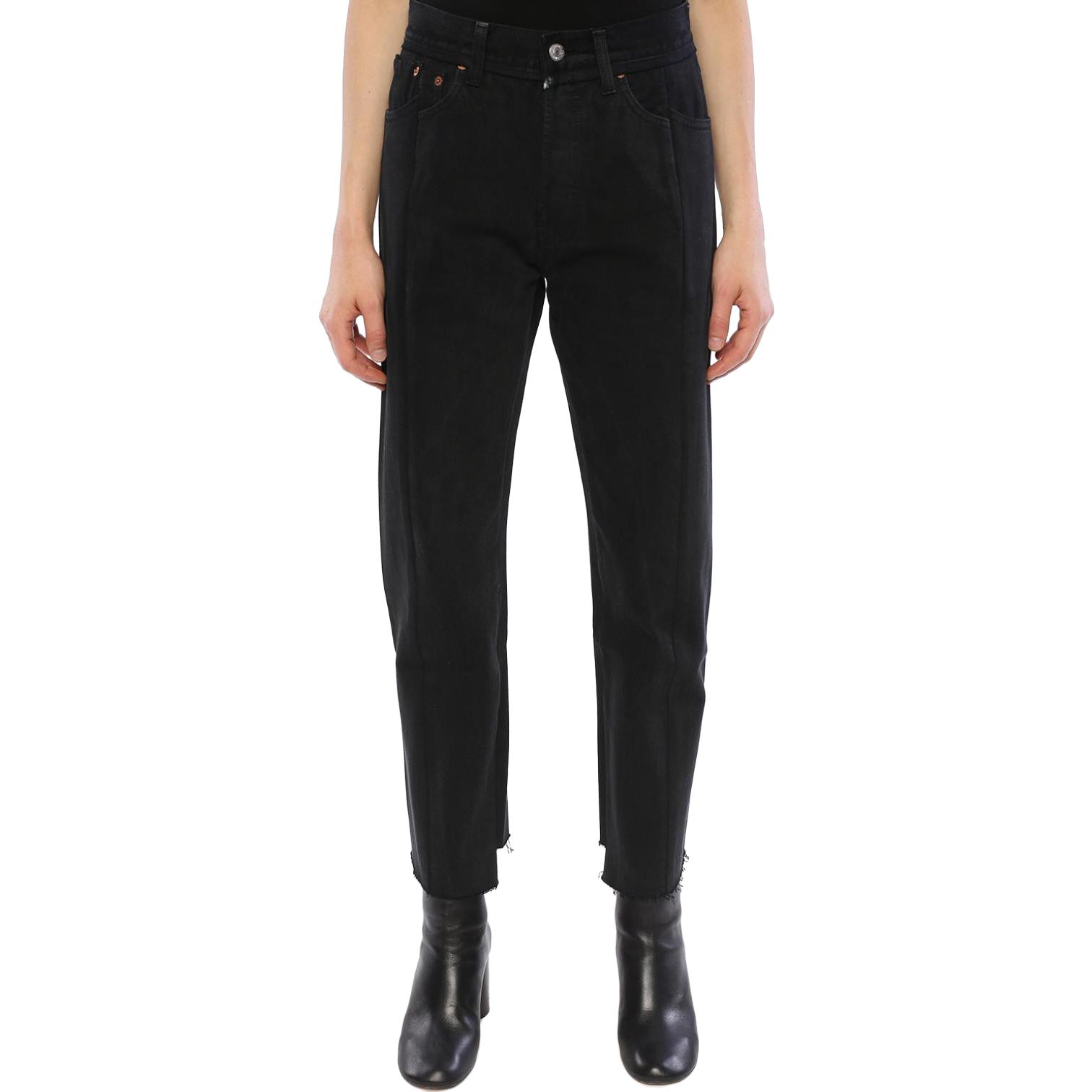 Shop (W) ヴェトモン スリムストレート ソリッドブラックジーンズ WAH18PA5-BLACK