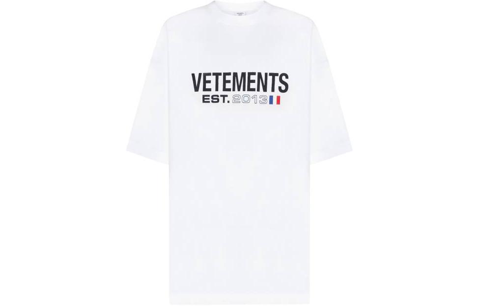 (Women) Vetements  White Logo Print Crewneck T-Shirt. UE54TR100WWHITE