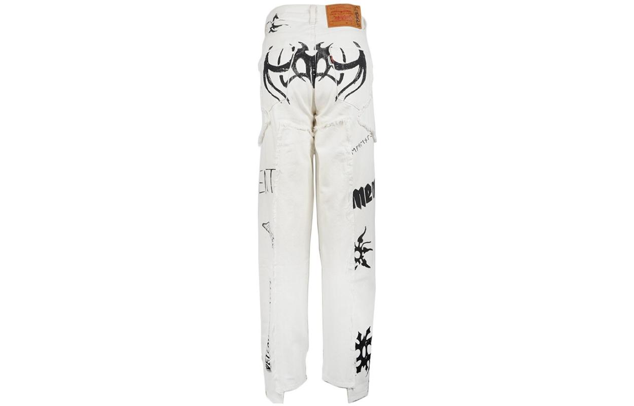 Lookbook (W) ヴェトモン ホワイト ミッドライズ レターグラフィティ ジップ ジーンズ WAH19PA103-WHITE