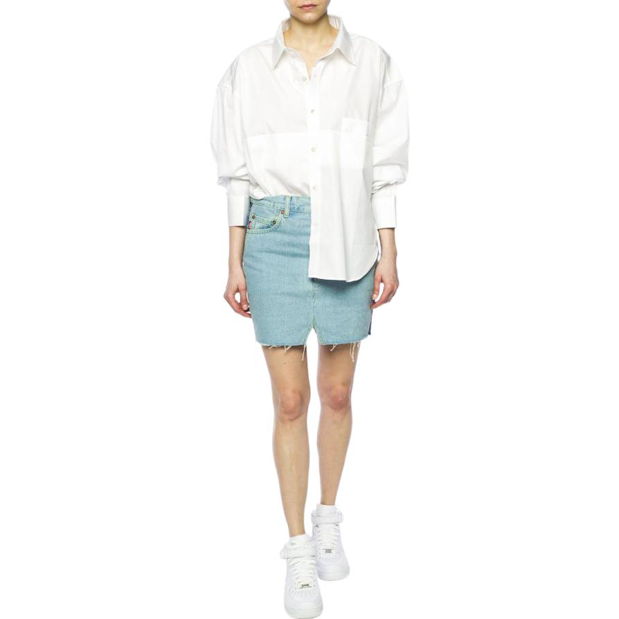 Lookbook (W) Vetements SS22 Kemeja Putih Lengan Panjang Oversaiz Berkolar. WSS18SH3WHITE