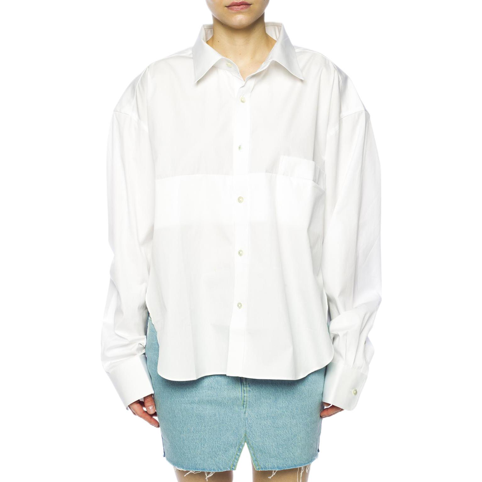 Shop (W) Vetements SS22 Kemeja Putih Lengan Panjang Oversaiz Berkolar. WSS18SH3WHITE
