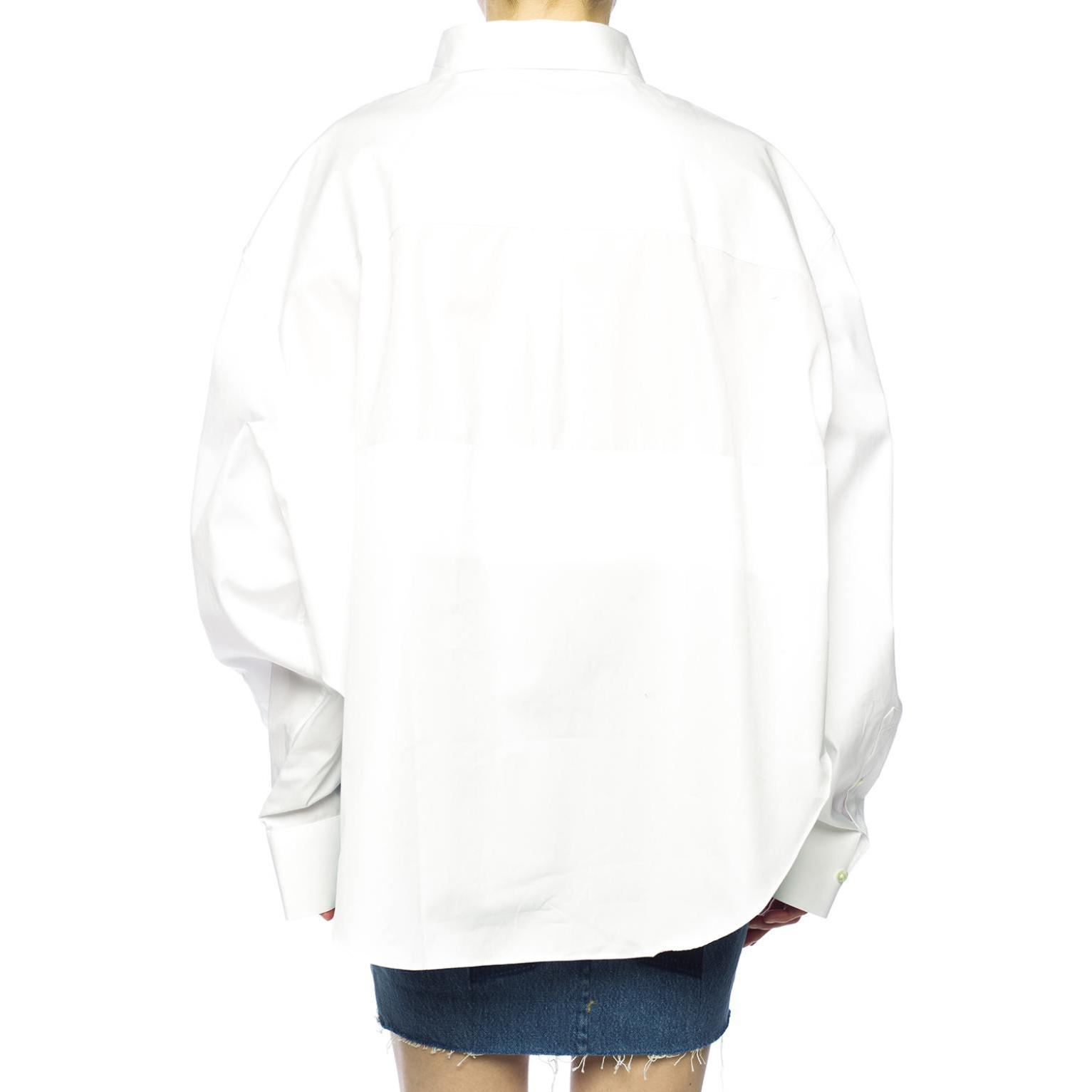 Purchase (W) Vetements SS22 Kemeja Putih Lengan Panjang Oversaiz Berkolar. WSS18SH3WHITE