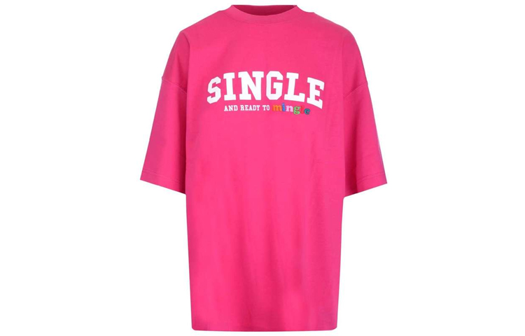 Order (W) Vetements SS22 Baju-T Cetakan Huruf Pink Oversized. UE52TR190PHOT-PINK