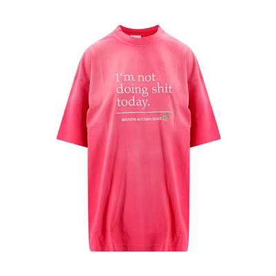 (Women) Vetements SS23 Pink Letter Print Oversized Short Sleeve T-Shirt Women. UE63TR320P-PINK