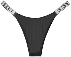 (Women) Victoria's Secret Black Rhinestone Logo High-Waisted Briefs. 11147912-54A2 (Women) Victoria's Secret Black Rhinestone Logo High-Waisted Briefs. 11147912-54A2