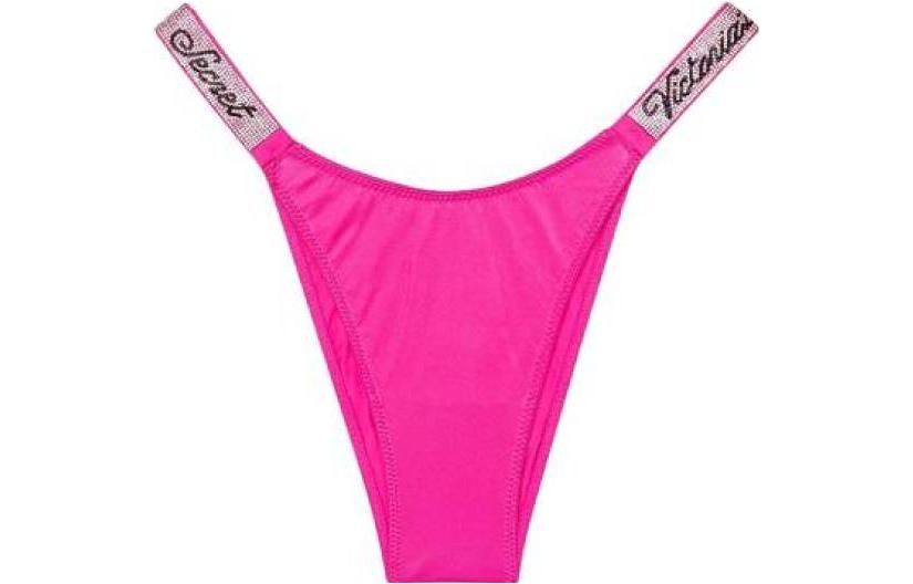 (Women) Victoria's Secret  Logo Rhinestone Thong, Pink Purple (1 Piece). 11216072-1FNR