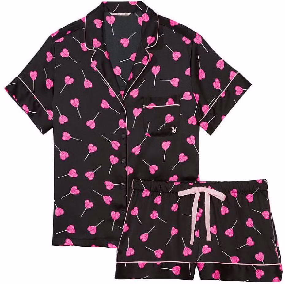women-victoria-s-secret-satin-pajama-set-black-lollipop-print-short-sleeve-and-shorts-11172758-68-ps