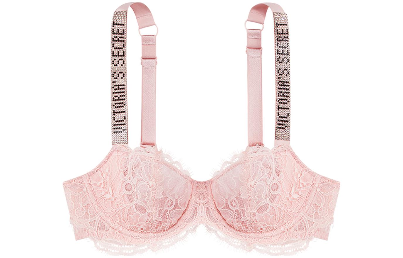 (Women) Victoria's Secret Lace Bra with Logo Rhinestone Straps - Sakura Pink () 11210531-11T1