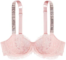 (Women) Victoria's Secret Lace Bra with Logo Rhinestone Straps - Sakura Pink () 11210531-11T1 (Women) Victoria's Secret Lace Bra with Logo Rhinestone Straps - Sakura Pink () 11210531-11T1