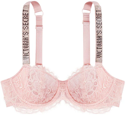 (Women) Victoria's Secret Lace Bra with Logo Rhinestone Straps - Sakura Pink () 11210531-11T1 Buy (Women) Victoria's Secret Lace Bra with Logo Rhinestone Straps - Sakura Pink () 11210531-11T1