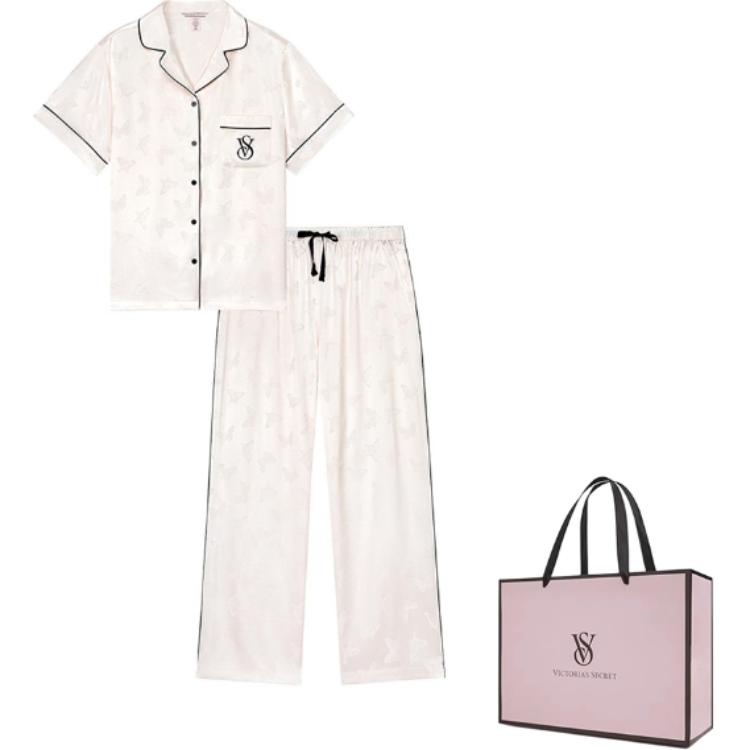(Women) Victoria's Secret Moonlit Logo Jacquard Pajama Set -  White Butterfly Edition 11245457-2HMN