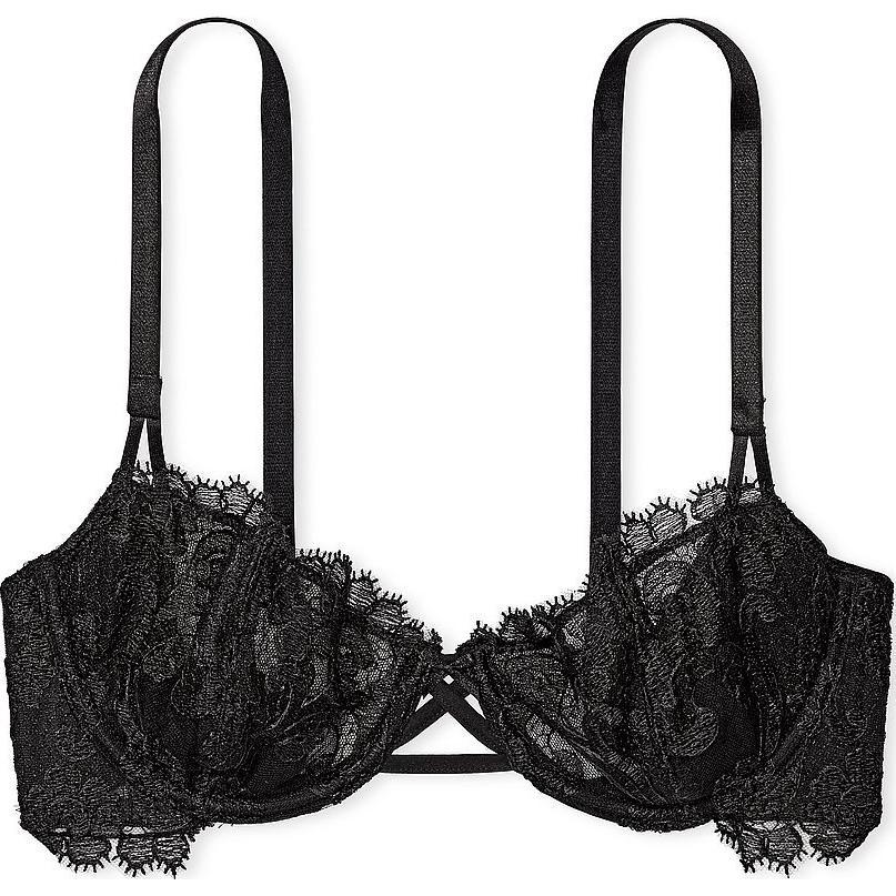 (Women) Victoria's Secret Pink Dream Angels Wicked Boho Floral Push-Up Bra Black for Women 11238743-6C2U