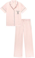 (Women) Victoria's Secret Pink Stripe Pajama Set - Sakura Pink, Short Sleeve & Long Pants. 11239053-11T1 (Women) Victoria's Secret Pink Stripe Pajama Set - Sakura Pink, Short Sleeve & Long Pants. 11239053-11T1