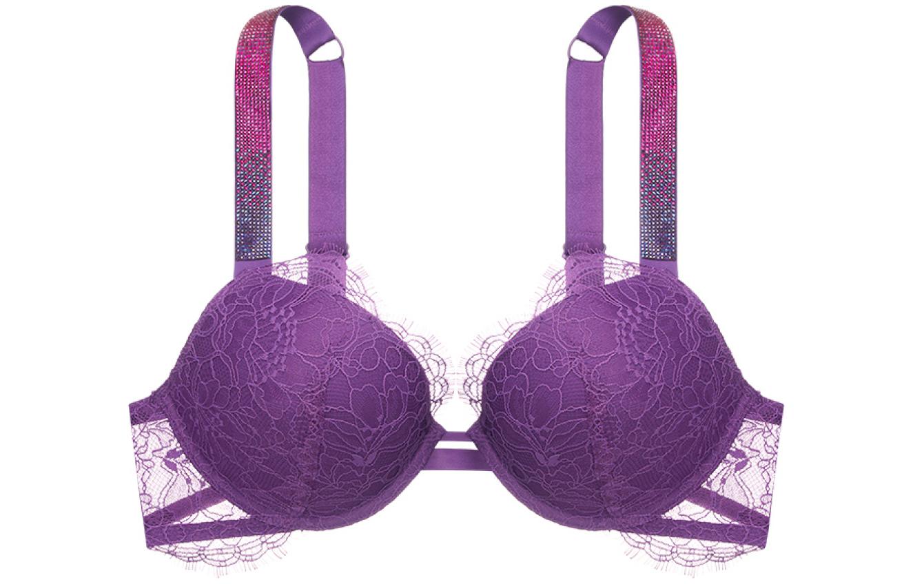 (Women) Victoria's Secret Purple Lace Push-Up Bra with Shiny Straps -  Comfortable Fit 11230634-07P7