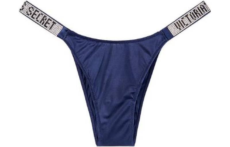 (Women) Victoria's Secret Rhinestone Logo Thong Panty High-Waist Navy Blue (). 11147912-98L4