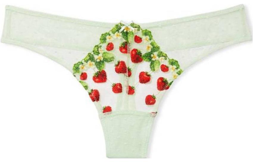 (Women) Victoria's Secret Strawberry Floral Lace Low-Rise Thong Panty for Women - Ice Green. 11218916-5RRS