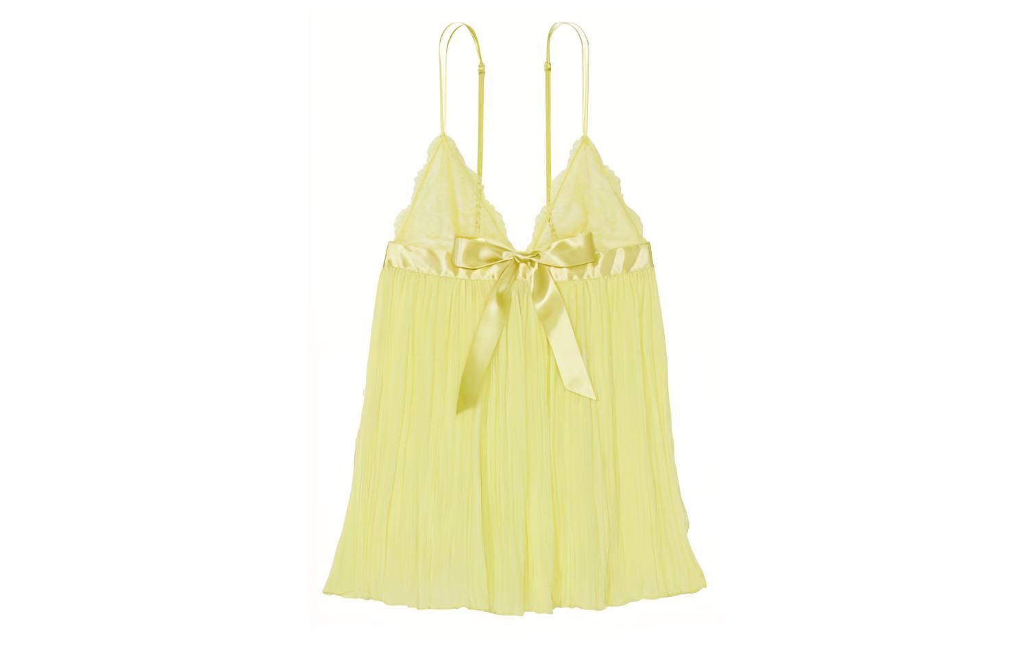 (Women) Victoria's Secret Very Sexy Pleated Babydoll Satin Sleepwear Yellow for Women 1118574623K5
