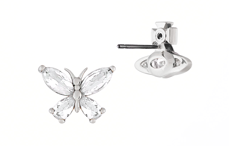 (Women) Vivienne Westwood 2024 Butterfly Decor Brass Stud Earrings Silver . 8050889781684 圖 2