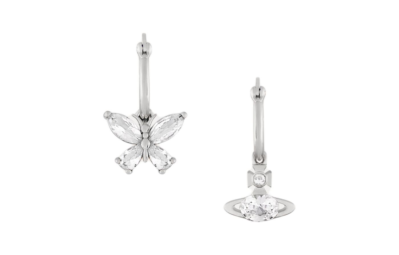 Order (W) 비비안 웨스트우드 24 버터플라이 후프 펜던트 귀걸이 실버 큐빅 지르코니아. 6202015W-02P102-SM