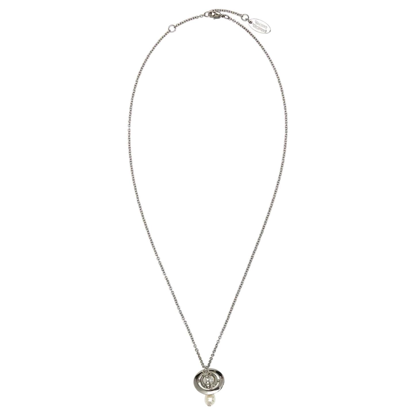 (Women) Vivienne Westwood 3D Orb Crystal Necklace  Silver. 6302039302p226cn