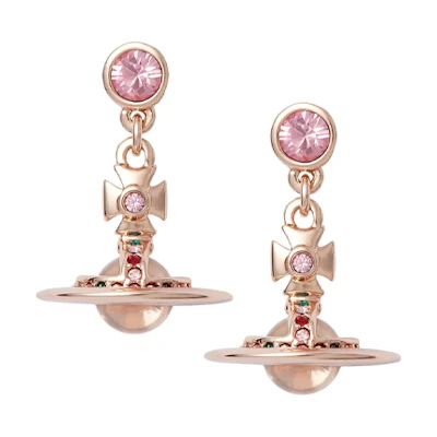 (Women) Vivienne Westwood 3D Orb Logo Brass Earrings Women Rose Gold. 62020032G002PINKGOLD
