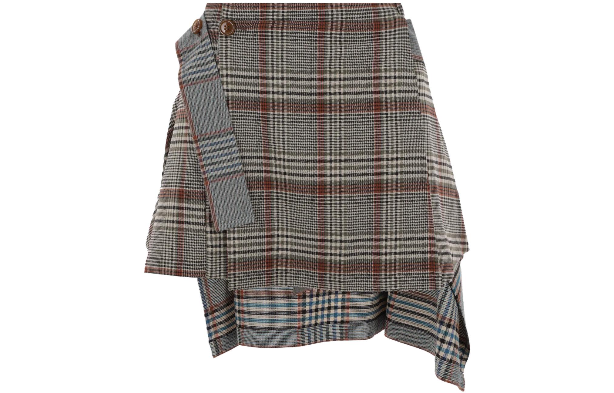(Women) Vivienne Westwood  Asymmetric Checkered Casual Skirt Multicolor 1K01000ZW00M6SIO205