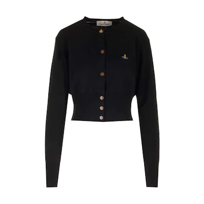 (Women) Vivienne Westwood Black Button-Up Knit Cardigan. 1803002UY001VN401