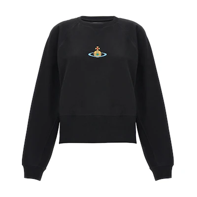 (Women) Vivienne Westwood Black Crewneck Sweatshirt with Embroidered Design. 1I010001J006O-N401