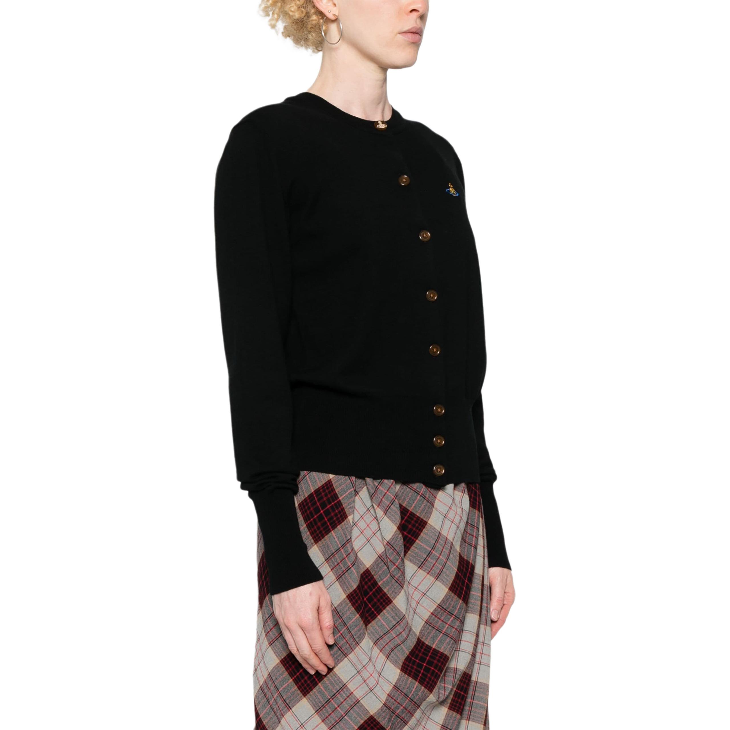 Details for (W) Vivienne Westwood 黑色刺繡商標按扣針織毛衣 1803002PY001VN401