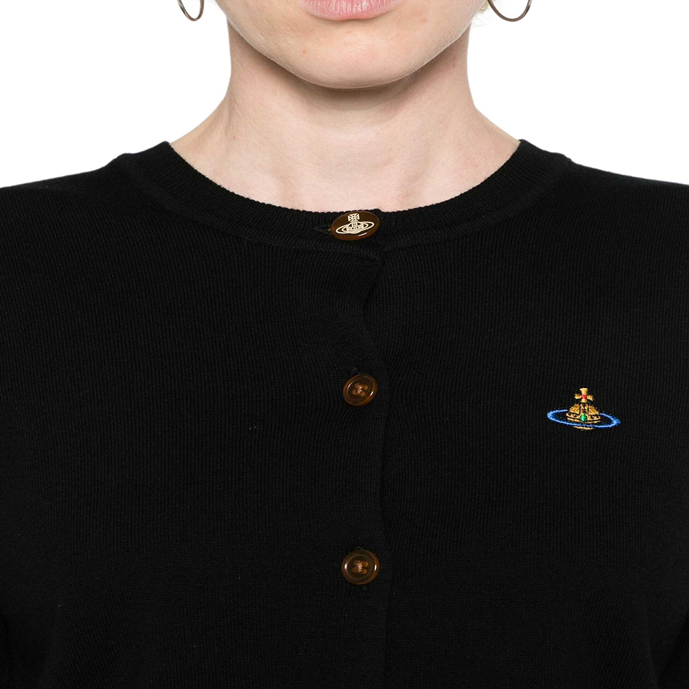 Sizing (W) Vivienne Westwood 黑色刺繡商標按扣針織毛衣 1803002PY001VN401