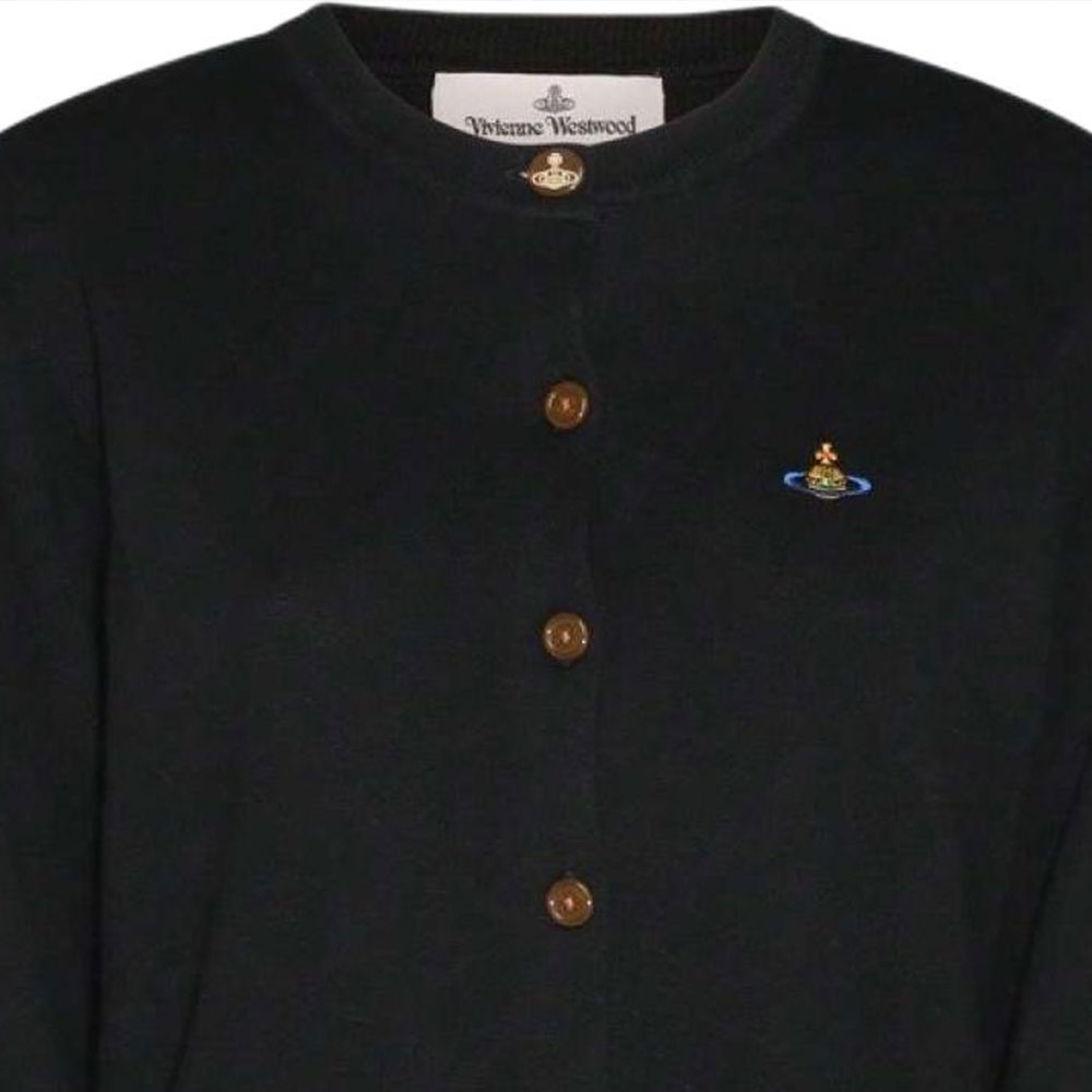 Cheap (W) Vivienne Westwood 黑色刺繡商標按扣針織毛衣 1803002PY001VN401