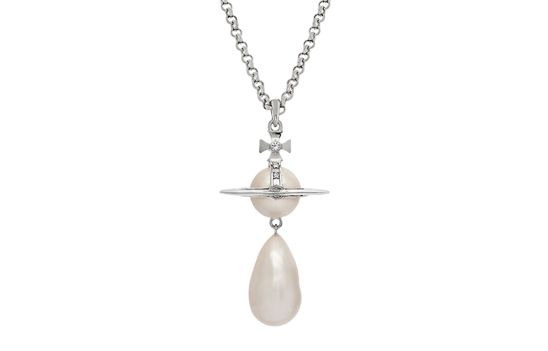 (Women) Vivienne Westwood  Crystal Pearl Teardrop Pendant Brass Necklace 630203B602P103P103 圖 2
