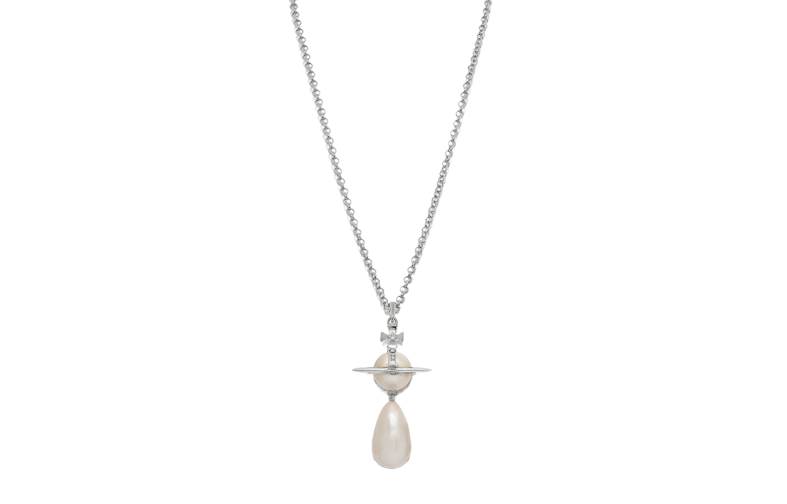 (Women) Vivienne Westwood  Crystal Pearl Teardrop Pendant Brass Necklace 630203B602P103P103 圖 3